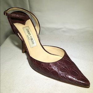 JIMMY CHOO REGAL PURPLE TEXTURED LEATHER HEELS